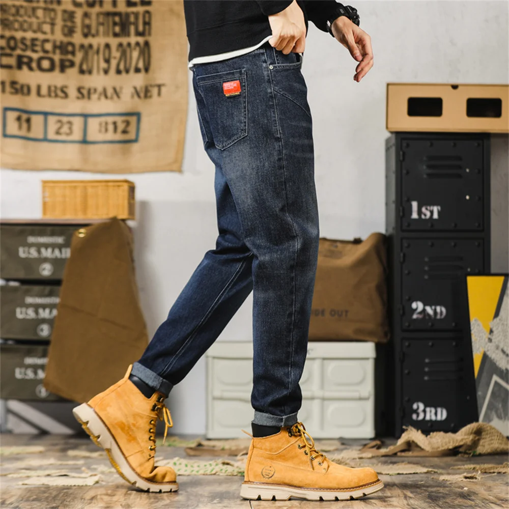 Mens Jeans Harem Pants Fashion Pockets Desinger Loose fit Baggy Moto Jeans Men Stretch Retro Streetwear Relaxed Tapered Jeans