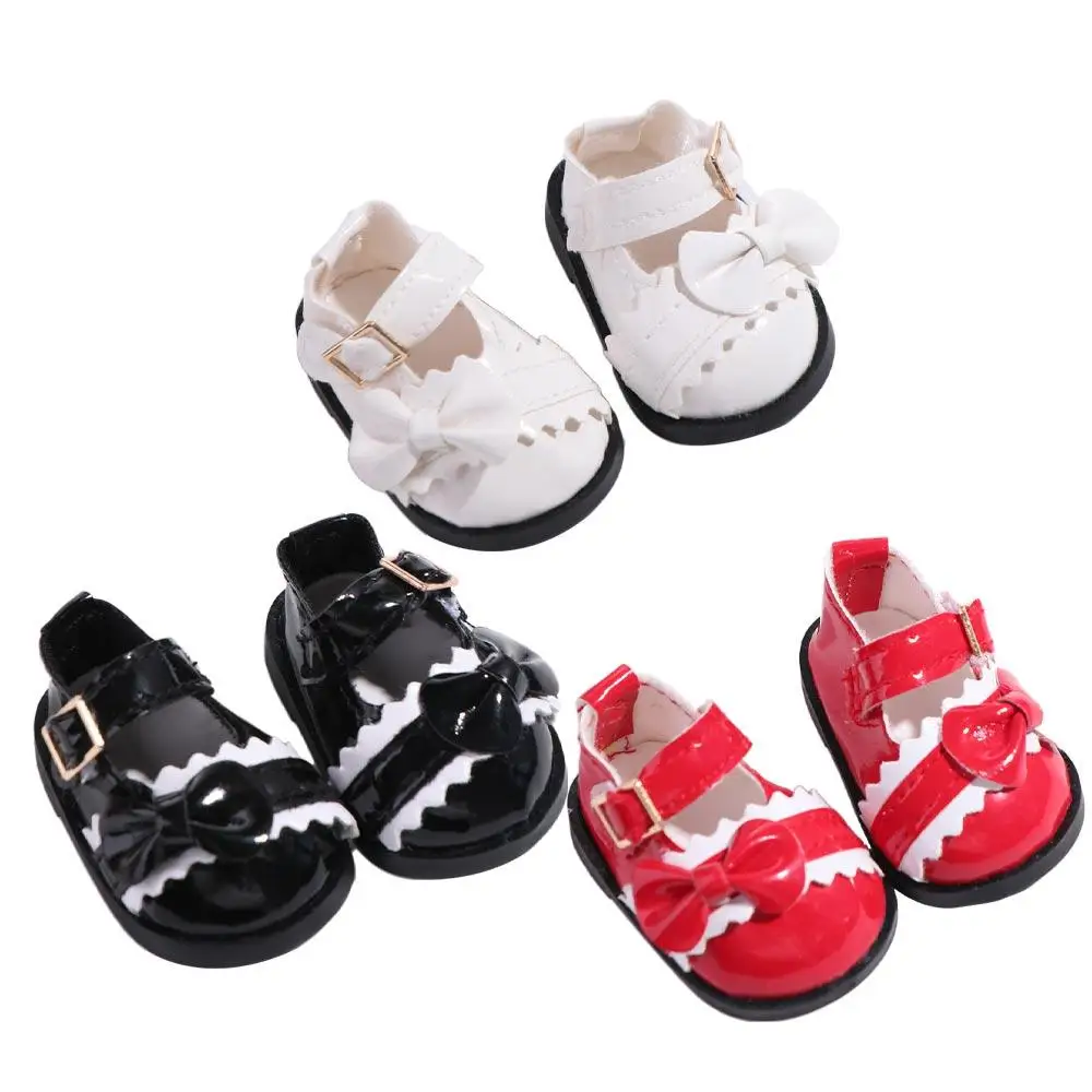 PU Leather Bow Shoes Doll Shoes DIY Handmade Doll Leather Shoes Mini 5.5cm Doll Shoes Boots Body Dolls