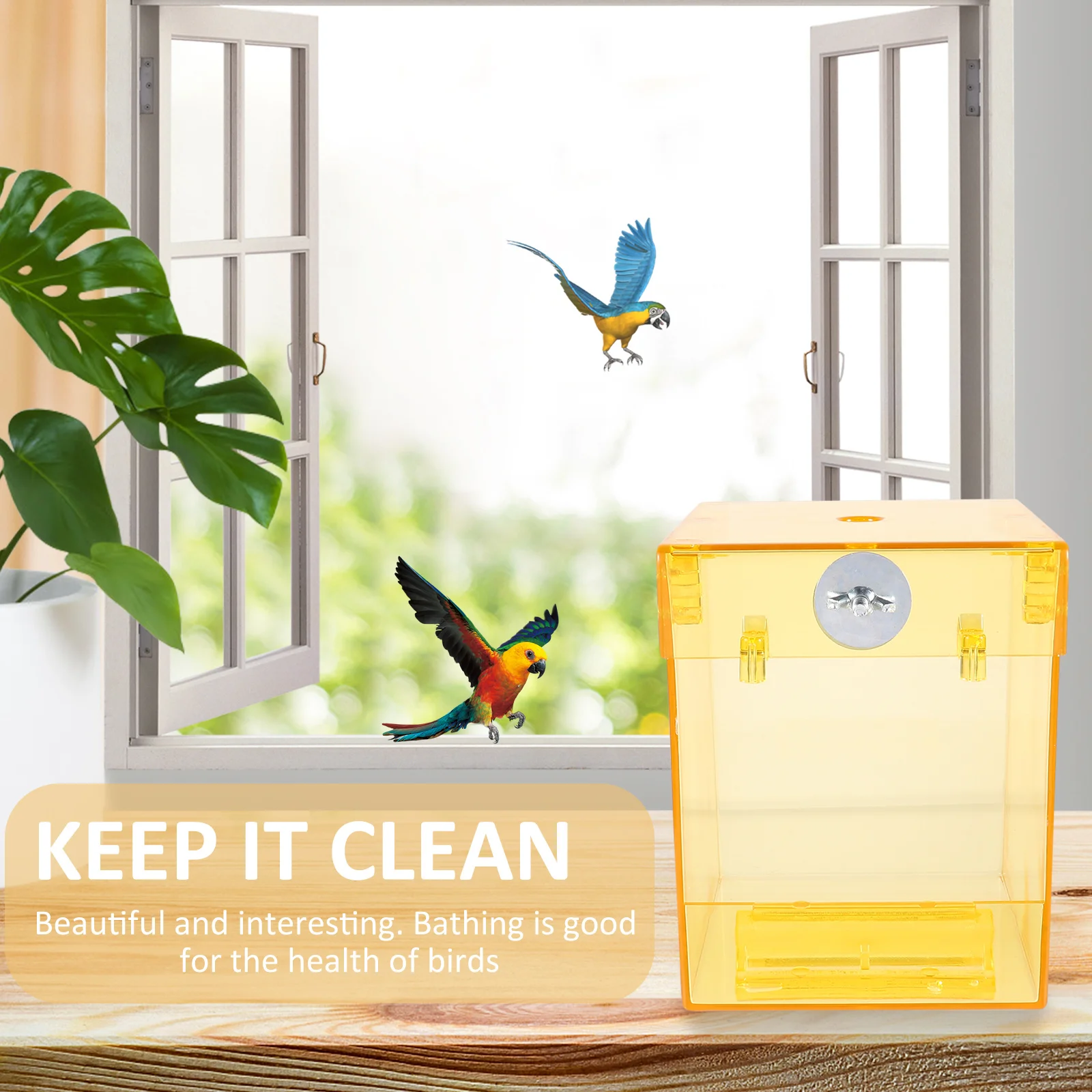 

Bird Bath Box Parrot Shower Basin Transparent Bowl Clean Heat Dissipation Cage Accessory Bird Bath Box