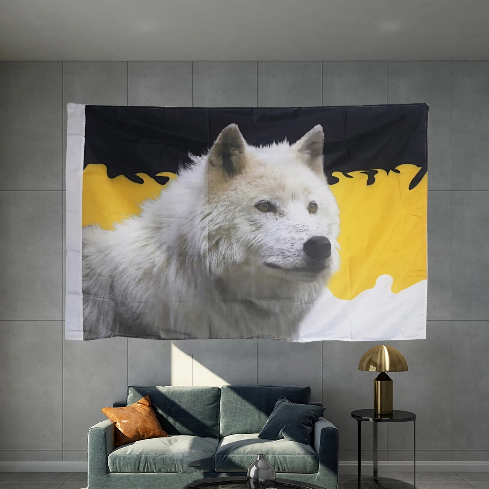 Белый волк, русский императорский флаг 3X5 футов, 150X90 см, баннер, подвесной полиэстер, крышка вала, латунные втулки, дизайн, уличная реклама