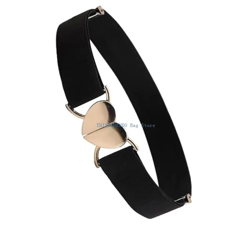 

340D Windbreaker Elastic Waistband Heart Buckle Decoration Wide Belt Stretch Belts