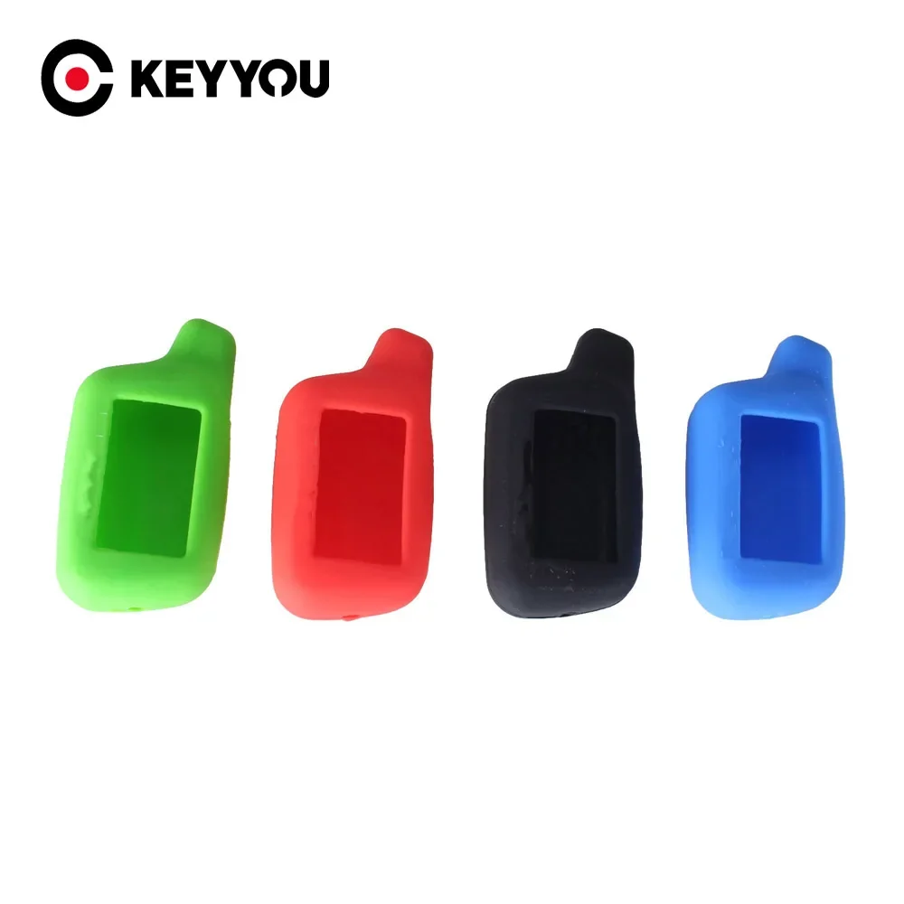 KEYYOU Key Rings Silicone Case Key Case Cover for Russian Version 2 Way Car Alarm LCD Remote Control Key Fob Chain Tomahawk X5