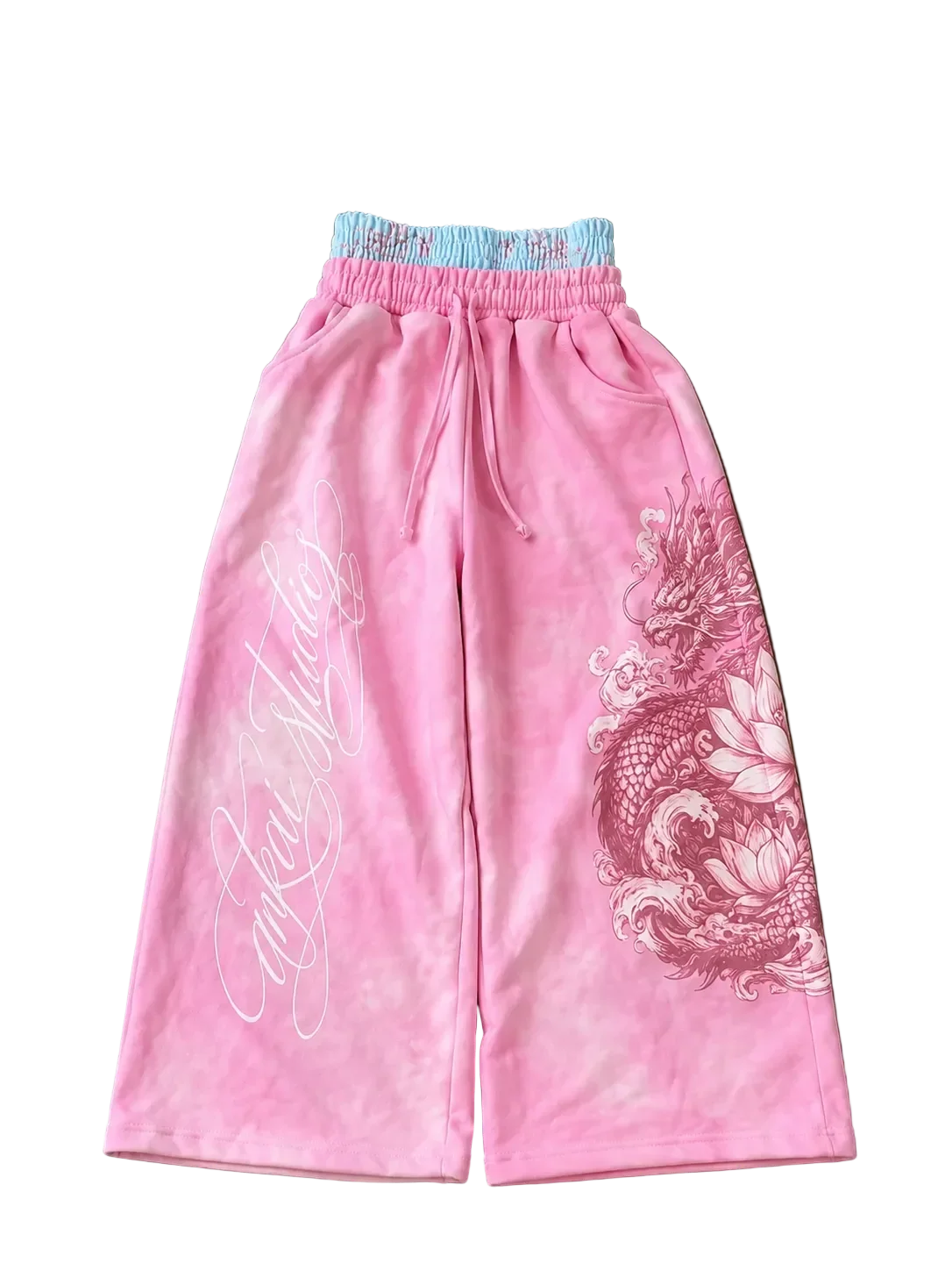 Pantalon de survêtement Sacred Bloom Y2K, imprimé graphique Dragon Lotus, taille double, pantalon décontracté, style High Street Hip Hop Harajuku, streetwear unisexe.