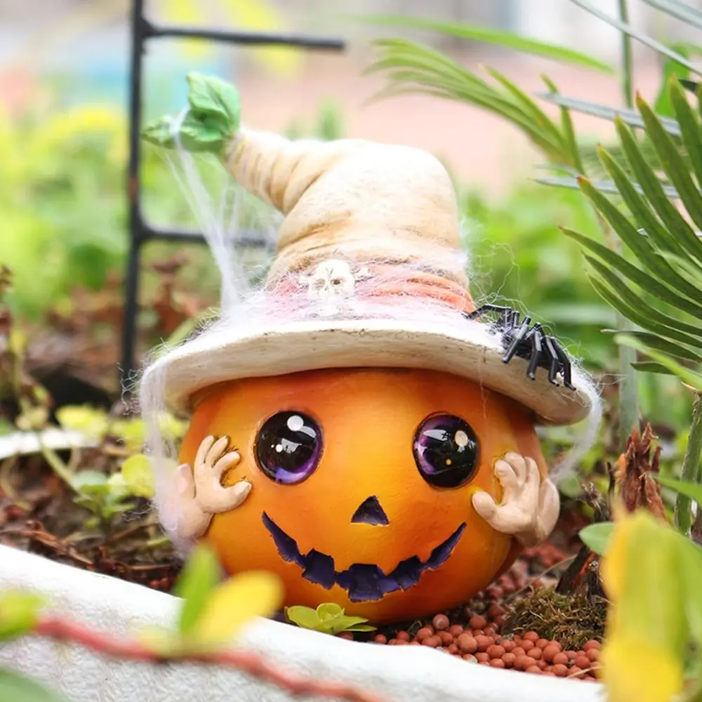 

Halloween Decoration Resin Pumpkin Elf Sculpture Cute Cartoon Pumpkin Head Figurines Funny Miniature Statue Ornament Party