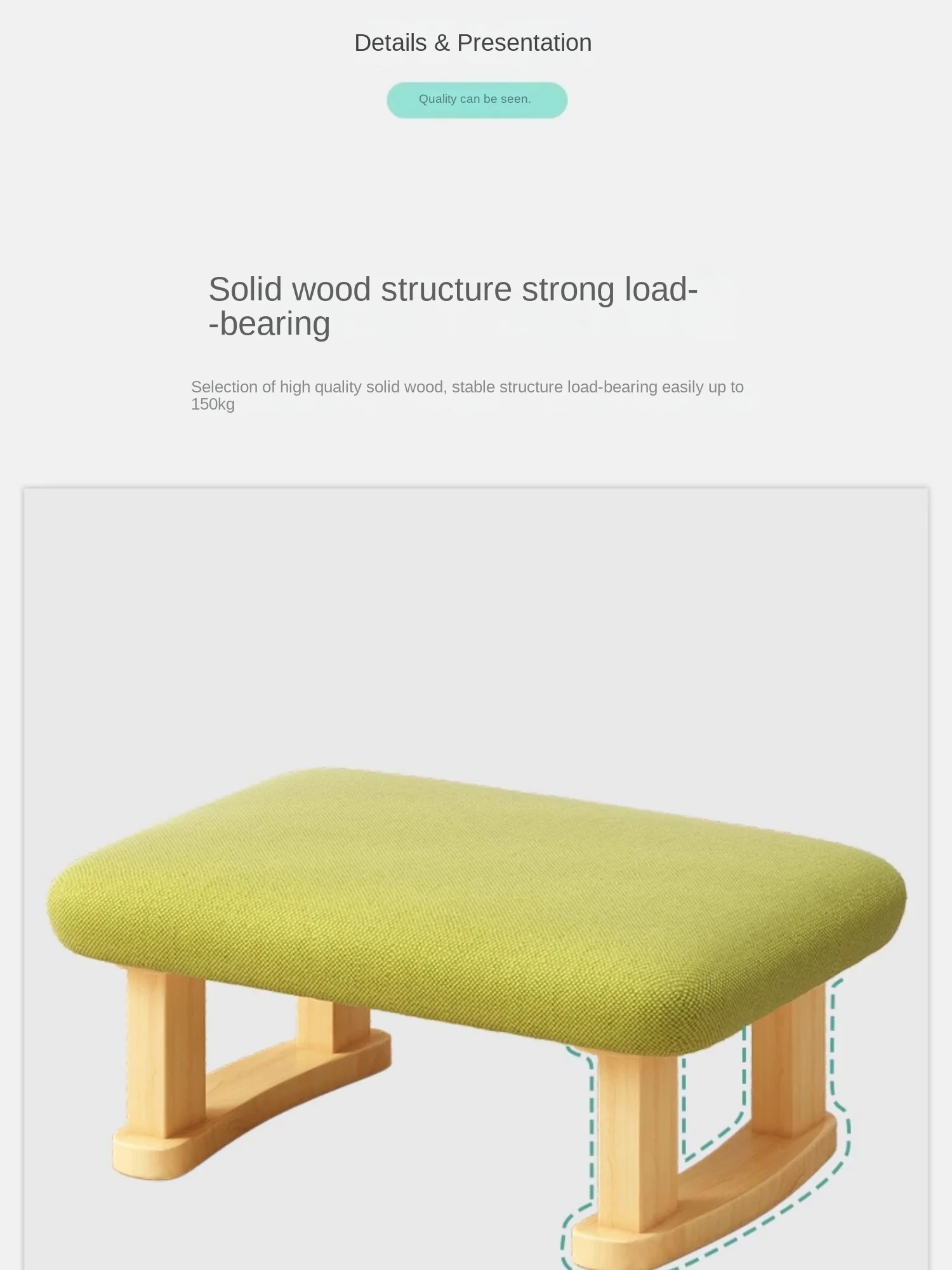 Solid wood with cushion footstool small stool home sofa low stool step footstool living room leg pedal under the table footstool