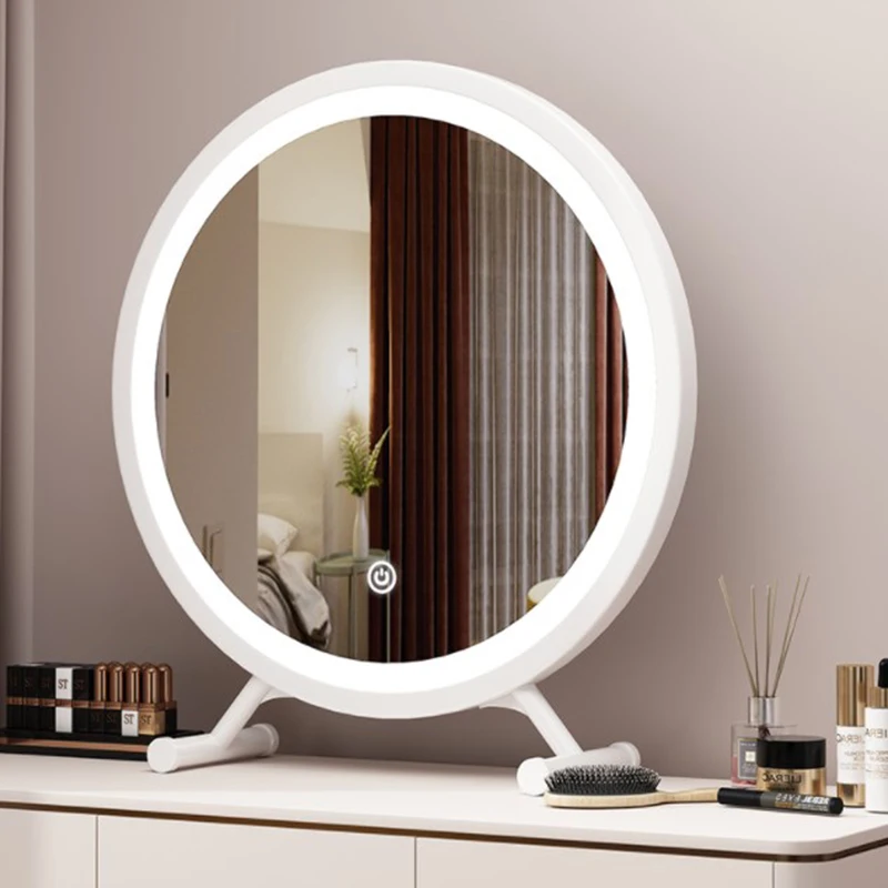 Light Led Makeup Mirror Round Nordic Asthetic Vintage Makeup Mirror Korean Style Ozdoby Do Pokoju Home Design Accessories