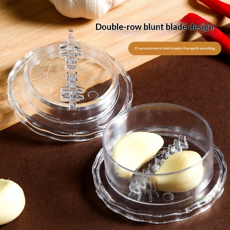 Manual Garlic Press Crusher Box Transparent Rotating Garlic Mincer Effortless Garlic Masher Kitchen Cooking Gadget