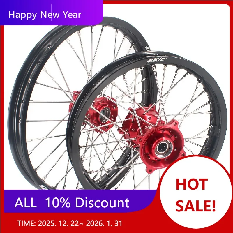 

【2025】 Комплект дисков с большими колесами для мотокросса, подходит для MC 85 2021-2023, алюминиевый красный ступичный черный обод с ЧПУ