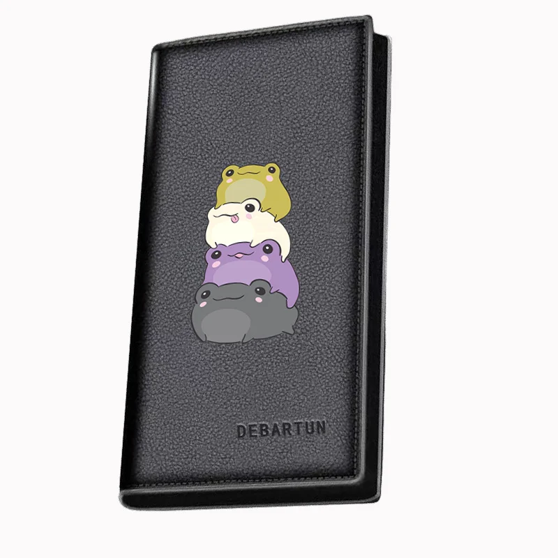 Frogs stacked playful cute eyes Men's Long Wallets Business Stylish Printing Design Casual Use Christmas Valentine's Father's Da