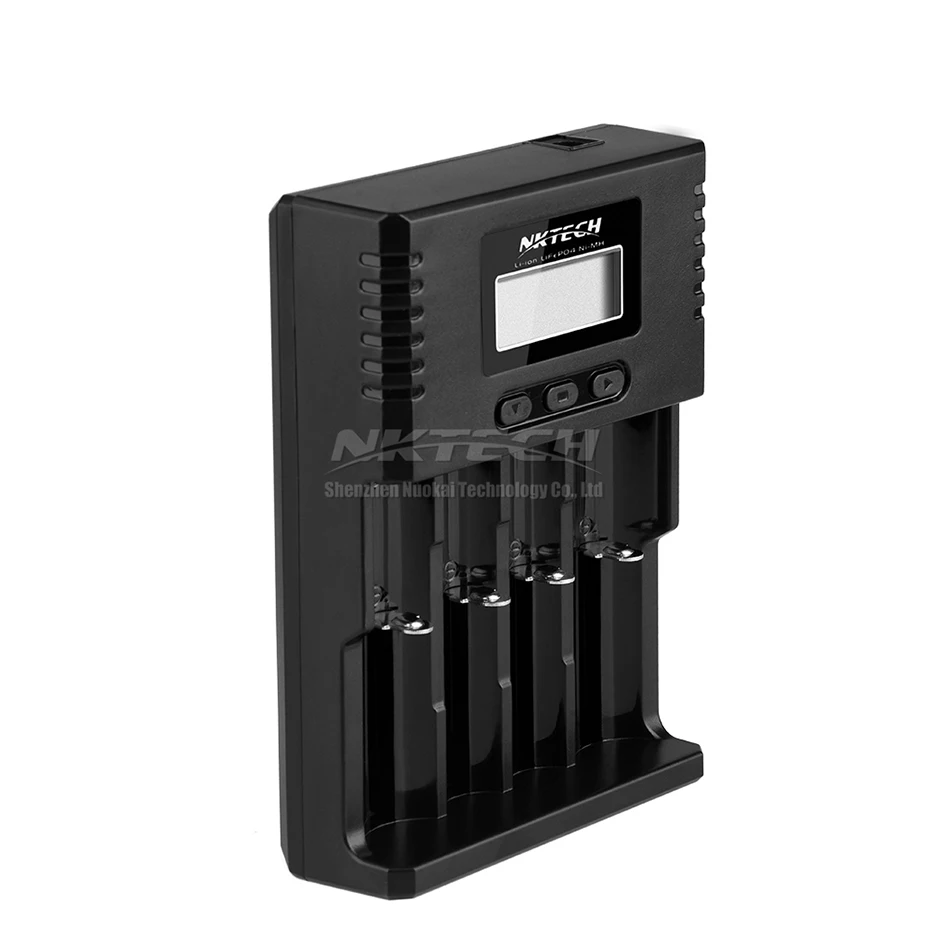 NKTECH-cargador de batería inteligente H4, cargadores de coche de 4 ranuras para Soshine 26650, 18650, 18500, 14500, 10440, AA, Li-ion, detección de polaridad