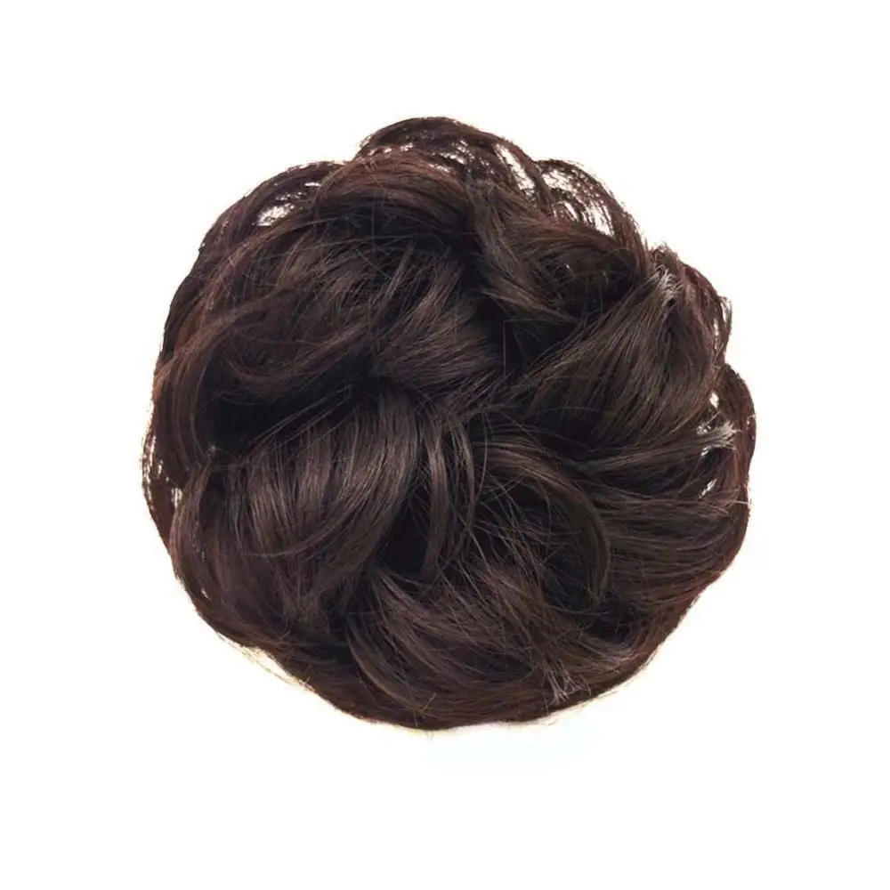 Модный синтетический шиньон с резинкой, коричневый блондин, женский вьющийся шиньон, заколка для волос в шиньоне, булочка на шнурке