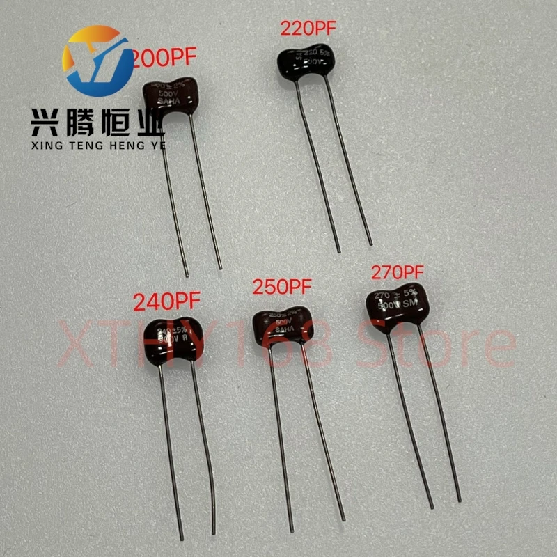 

2 шт., серебряный конденсатор слюды Fever 200PF 220PF 240PF 250PF 270PF 500 В, высокая точность