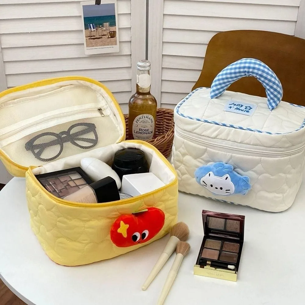 

Simple Dopamine Color Cute Cabin Makeup Bag Kawaii Square Handheld Cosmetic Case Zipper House-shaped Toiletry Bag Ladies