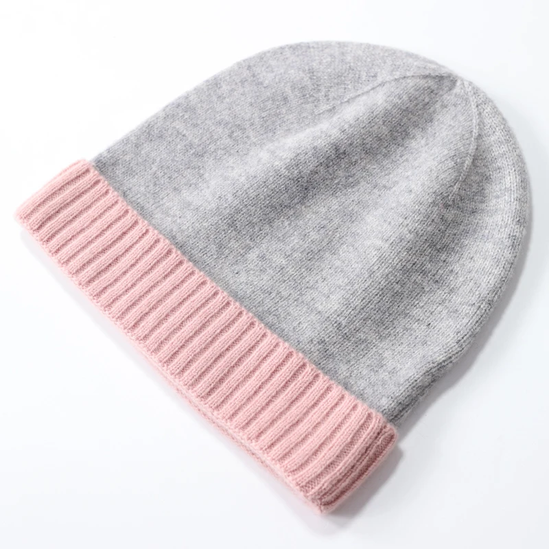 

100% All Wool Kids' Knitted Ribbed Pullover Cap Two Color Look Double-Sided Design, Ensures Comfortable Warmth This Winter