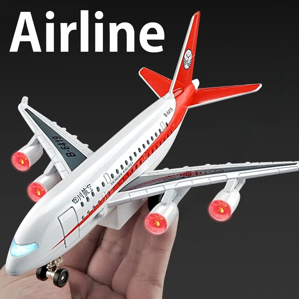 โมเดลรถเหล็กหล่อโลหะผสม A380 ของสายการบินเสฉวน สายการบินไชน่าอีสเทิร์น ของเล่นเด็กผู้ชาย มีเสียง มีไฟ แบบดึงหลัง สำหรับคริสต์มาส