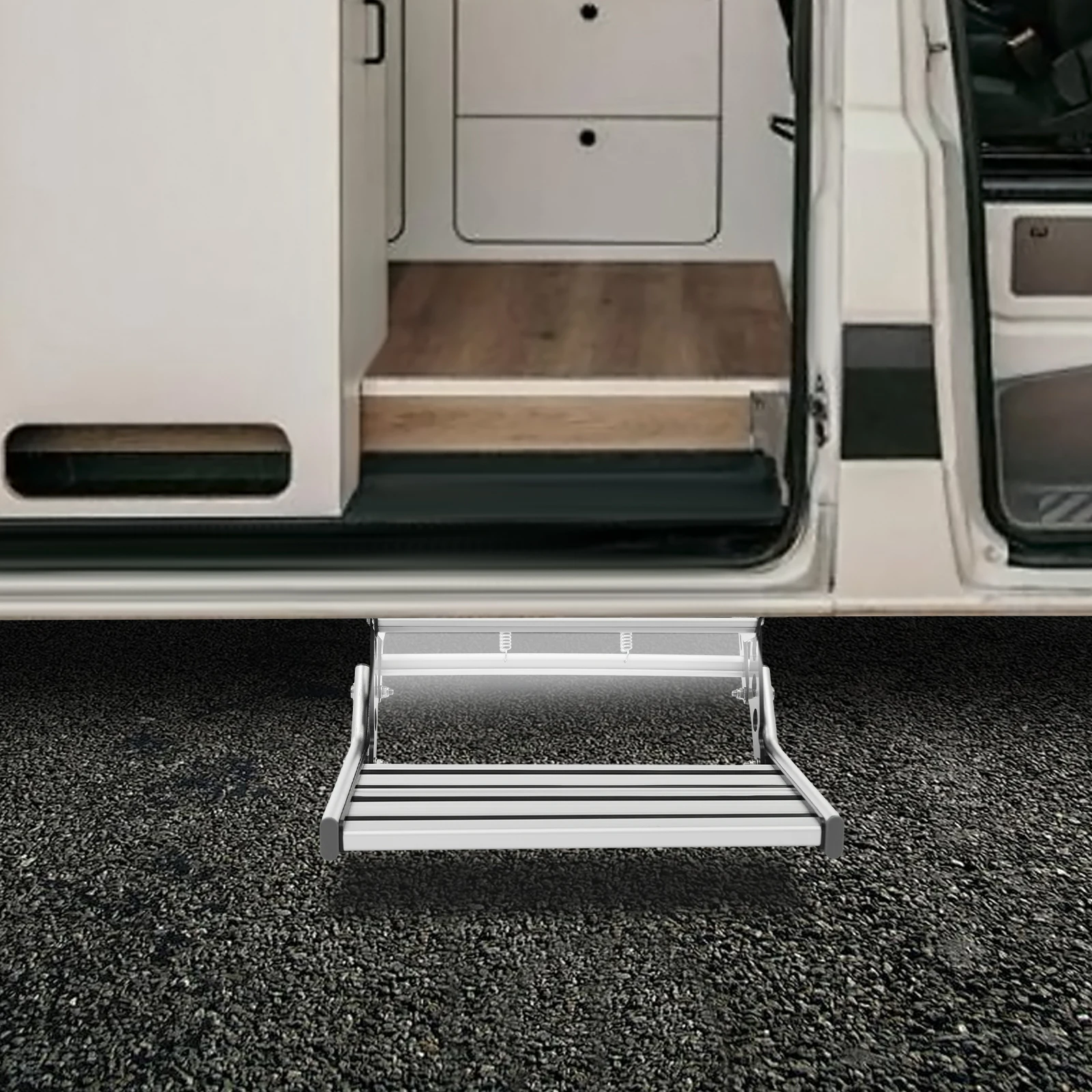 Anti Slip Folding RV Step with Auto Sensor LED Light Bar Aluminum Alloy Lightweight Step for Motorhome Night Entry