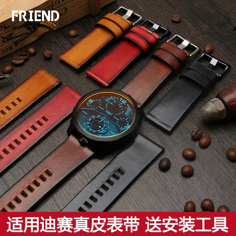 

Suitable for DIESEL Dz4318 Dz4323 Dz1657 Dz4283 Dz4309 Vintage Genuine Leather Watch Band Men