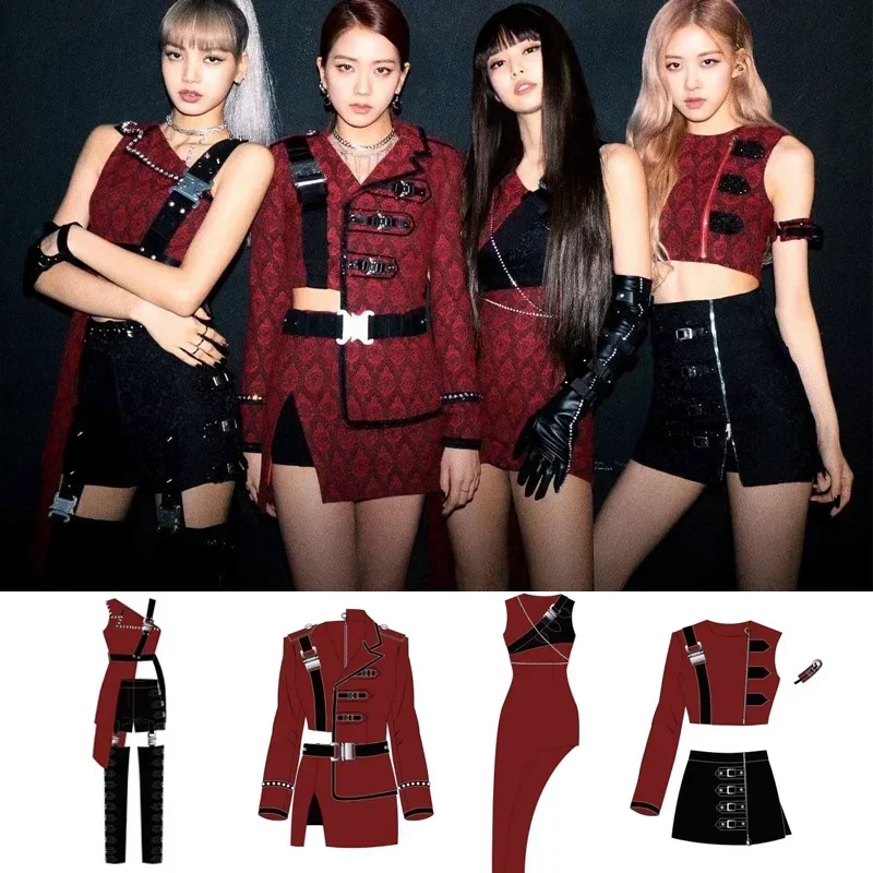 Kpop Bühnenoutfits Street Dance Rave Kleidung für Frauen Konzert Outfit K-pop Idol Gogo Kostüm Festival Kleidung Jazz Dance