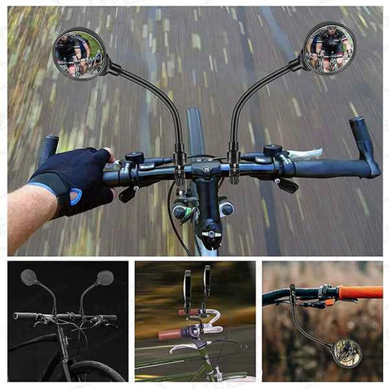 1 Pair Of Bike Mirrors 360° Adjustable Hose Mirror Reflector For Mountain Bike Electric Bicycle Etc