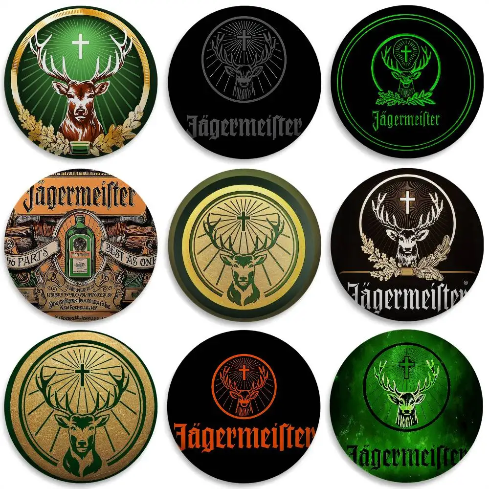 

J-Jager-M-meisters-S Wine Badges Round Exquisite Badge Brooches Creative Pins For Clothes Hat Backpack Gift Accessories