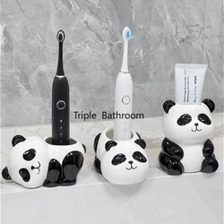 1pc Ceramic Panda Toothbrush Holder Toothpaste Storage Rack Ceramic Electric Toothbrush Base Bathroom Accessories Chinese Style
