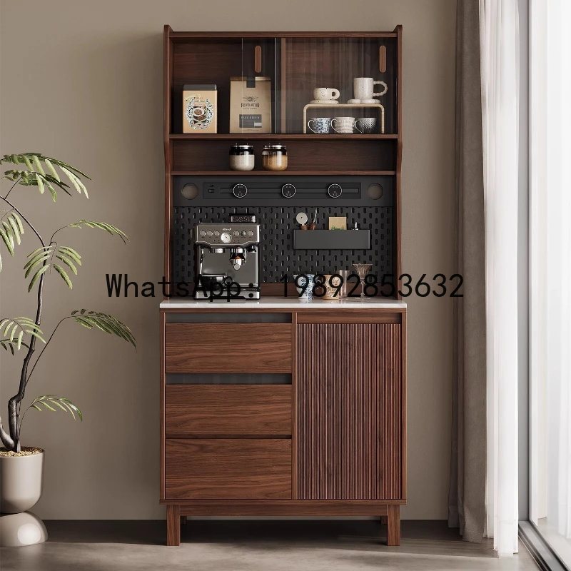 

XL Pure Natural Luxury Stone Sideboard Wall-Mounted Coffee Storage Cabinet Walnut Color Tea Storage Narrow Sideboard