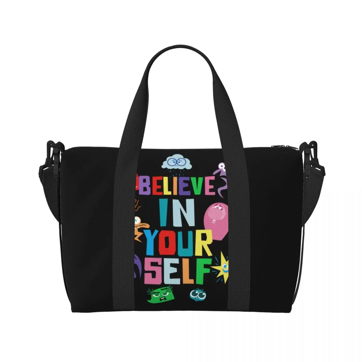 Custom Large Inside Out Believe In Yourself Tote Bag Women Shopping Shoulder Beach Gym Travel Bag