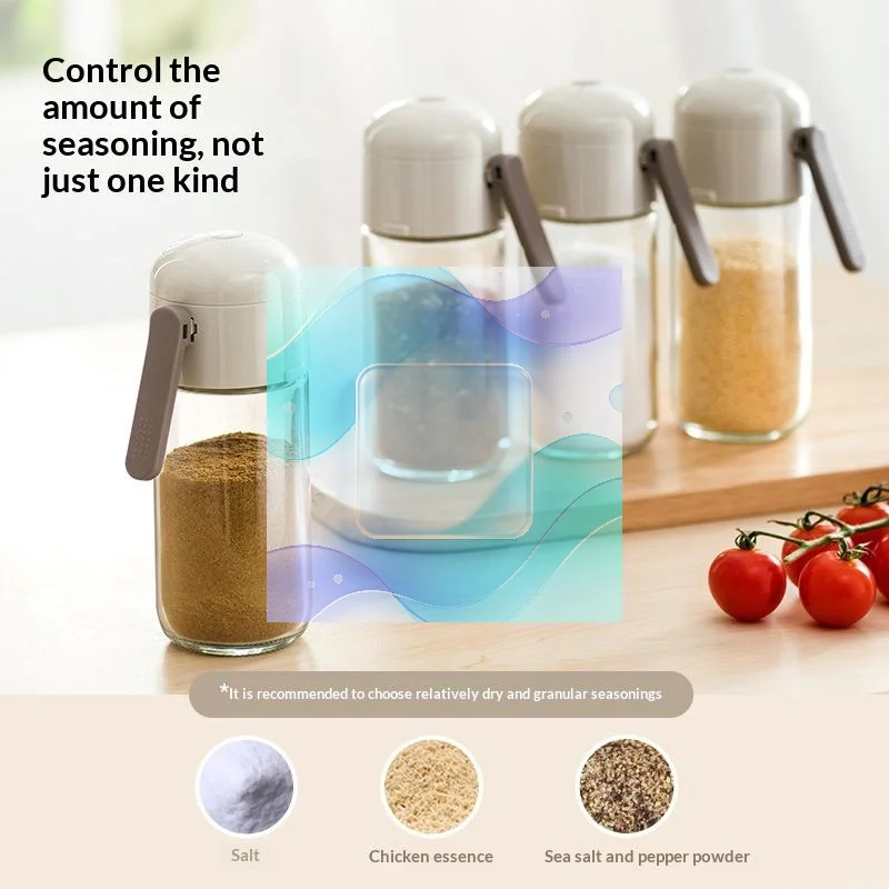 1Pcs Dustproof Quantitative Salt Pepper Shakers Glass Seasoning Bottle Portable for Kitchen Cooking Travel Picnic BBQ Use