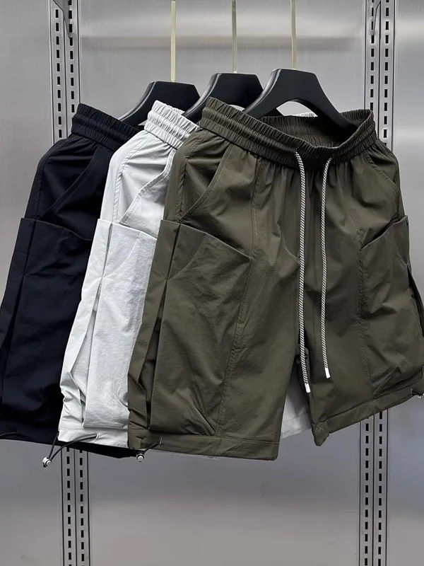 

Summer 2025 Men's American Sle Workwear orts Large ket Spor Casual Five-Quarter Length Breathable Straight Leg Trousers