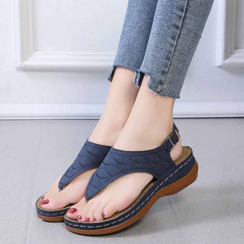 Sommer Oxford Frauen Sandalen Wohnungen Hausschuhe Pu Leder Flip-Flops Gürtel Schnalle Weibliche Schuhe 2025, Neue Rom Mode Frauen Rutschen – Detail 8