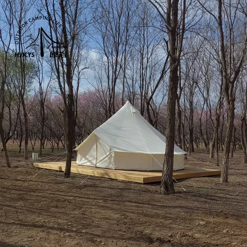 High Quality Luxury 3M 4M 5M 6M Cotton Canvas Bell Tent for Sale and Resort Safari Tent for Glamping