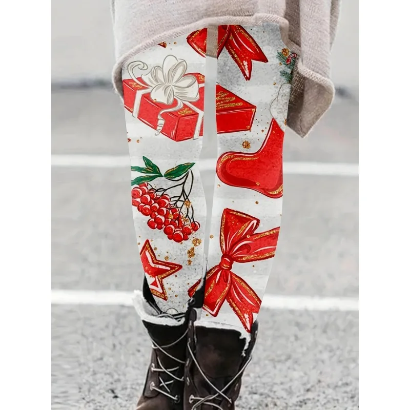 

Women's Plus Size 1XL-5XL Stretch High Waist Skinny Tracksuit Pants Fashion Christmas Print Slim-fit Yoga Pants