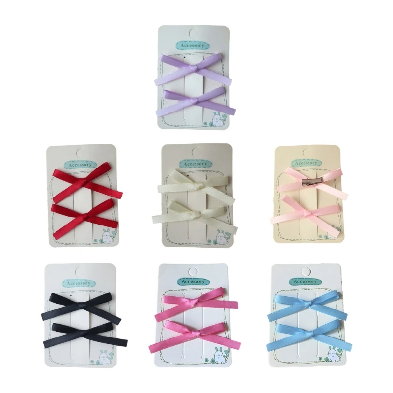 Y1UB Bowknot Hair Clip Female Girls Hair Pins Mini Grab Clips with Ribbon Design