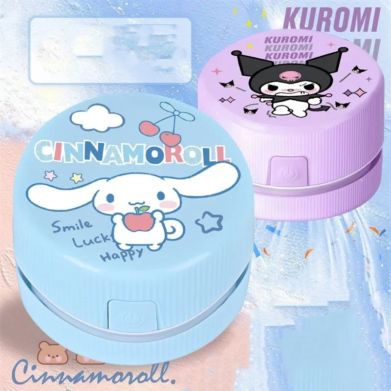 Sanrio Kawaii Cinnamoroll Desktop Vacuum Cleaner Anime Hello Kitty Student Desk Pen Dust Cleaner Compact Household Cleaning Tool