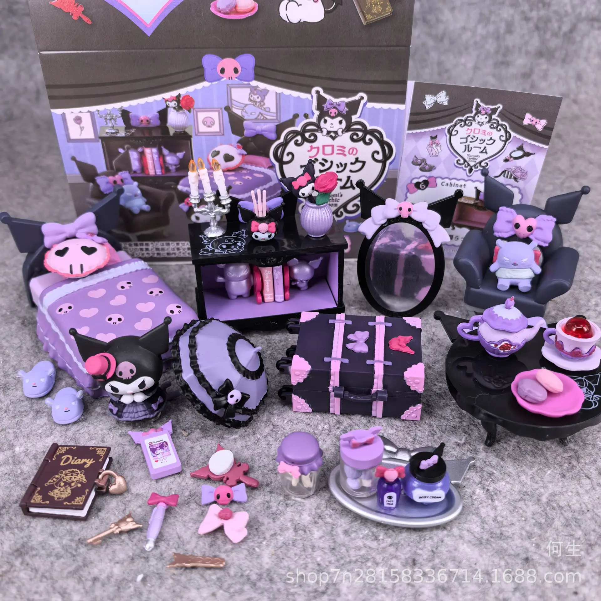 Sanrio Kuromi готическая комната, милые миниатюры, загадочная слепая коробка, подарки, модель игрушки, аниме-фигурка, коллекционные украшения