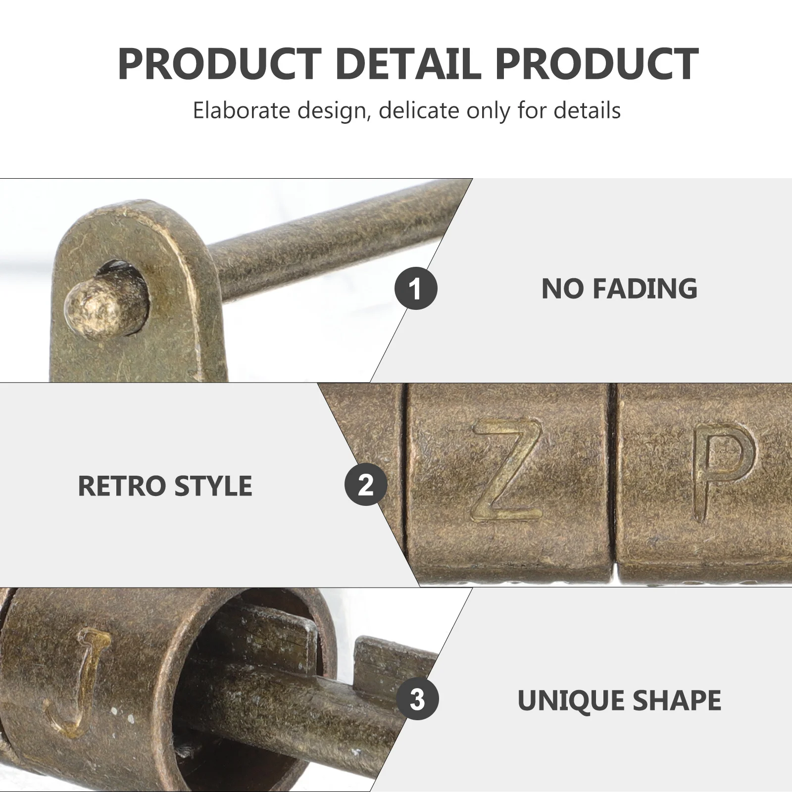 

Combination Lock Vintage Zinc Alloy Retro Style Carved Word Padlock for Drawer Jewelry Box Security Lock for Jewelry Box