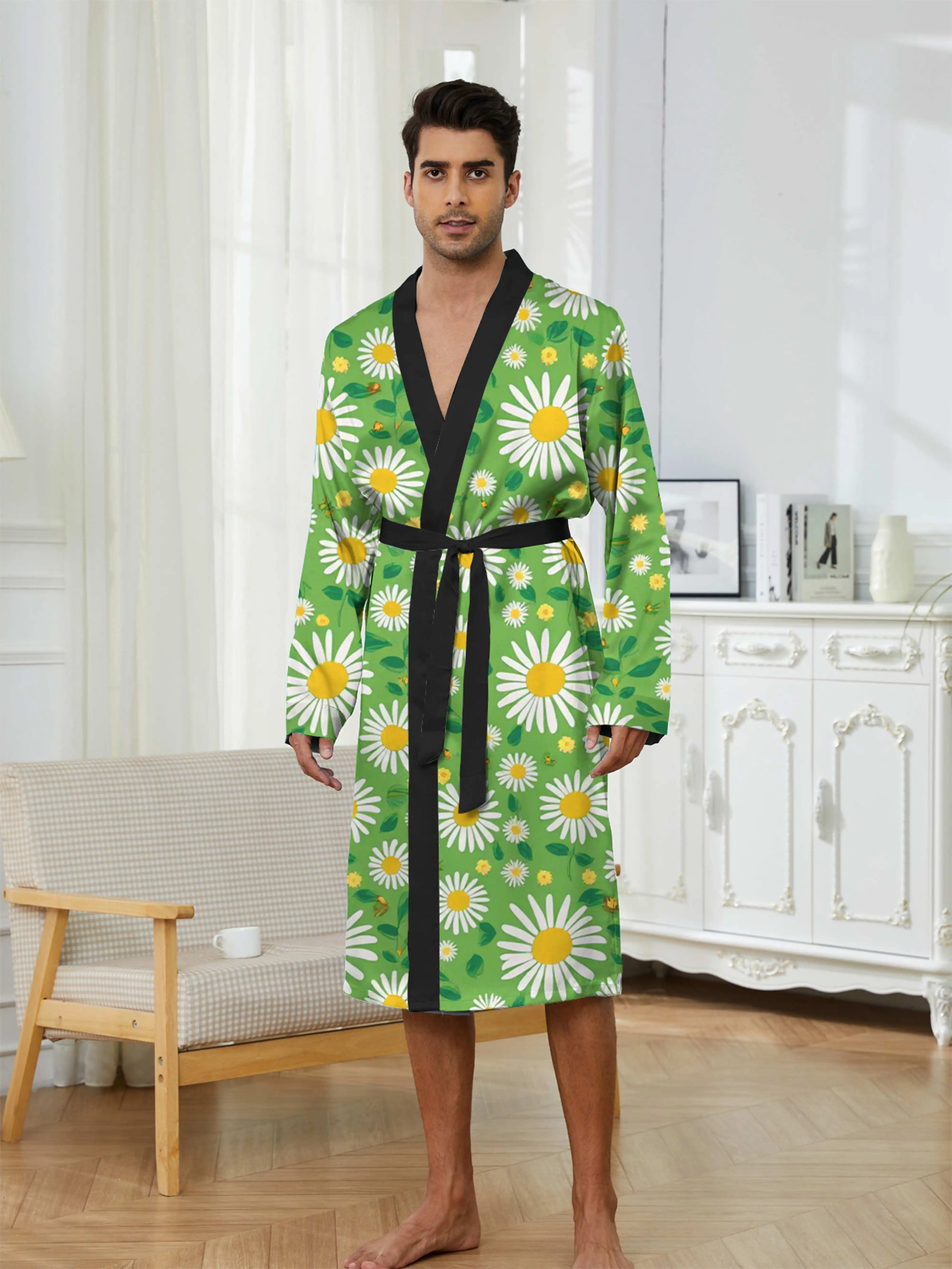 

1pc Men'S Robes 2026 Spring/Summer Sleepwear Bath Robe Graphic Shower Robe 3D Printed Robes Men'S Pajamas Polyester