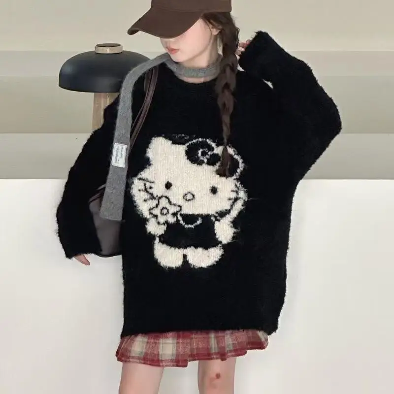 

Sanrio Korean Version Hello Kitty Sweater Women Exquisite Autumn Outdoor Winter Soft Oversized Loose Fit Niche Style Cozy neew