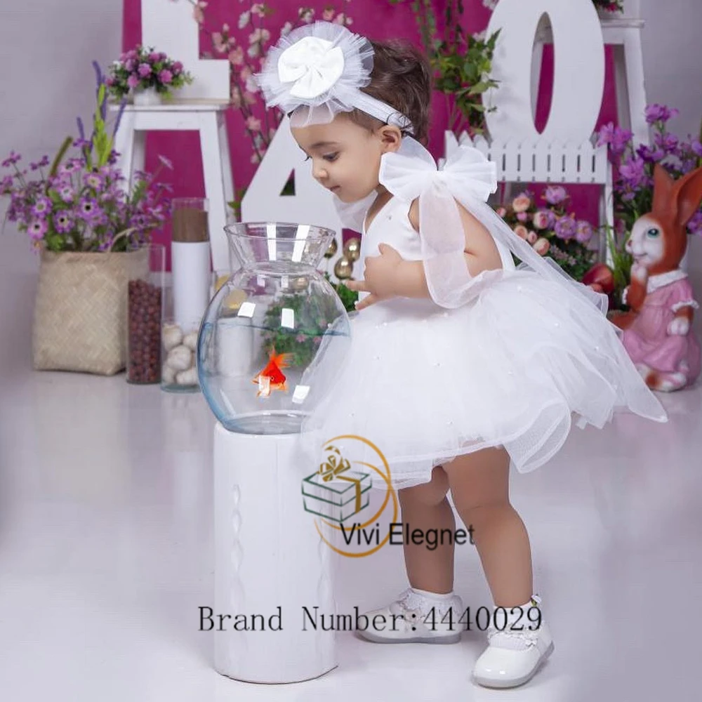 White Cap Sleeve Flower Girl Dresses for Women Tutu Tiered 2023 Summer New Sleeveless Wedding Party Gowns فساتين اطفال للعيد