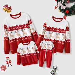 PatPat Christmas Family Matching Allover Reindeer Print Raglan-sleeve Sweatshirts