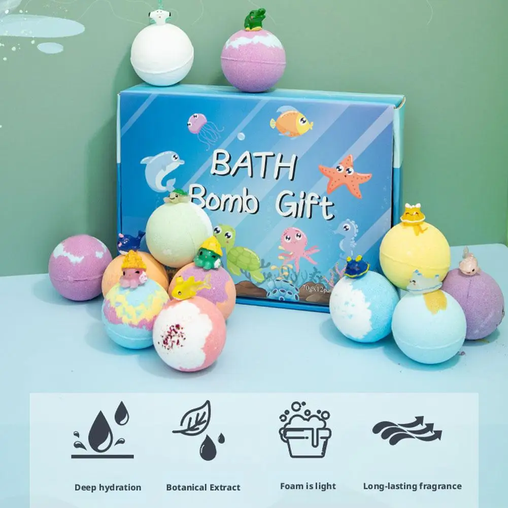 Kids Bath Bombs with Surprise Inside, Fizzy Spa Balls Gift Set with Animal Toys, Educational, Fun Relaxing Holiday Gift for Kid view 4