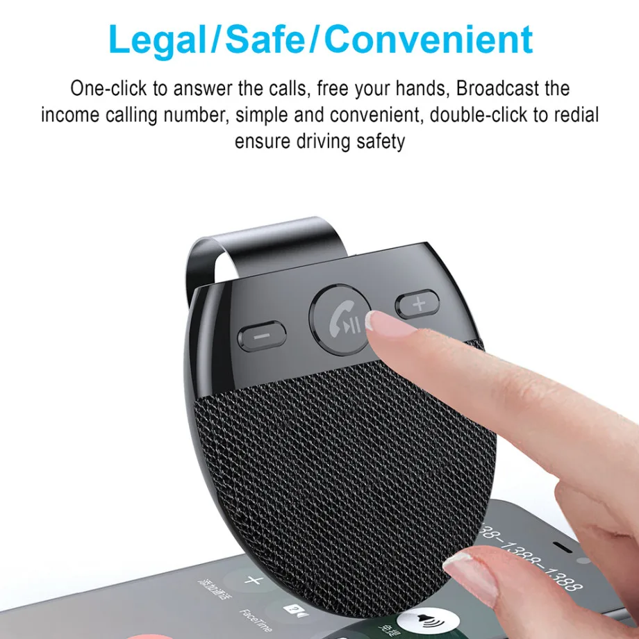 Grwibeou-altavoz inalámbrico para vehículo, dispositivo manos libres con Bluetooth V 5,0, Kit de manos libres para coche, parasol, accesorios para coche
