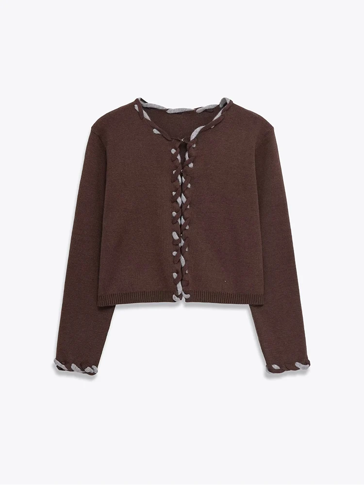 

Новый женский модный универсальный темпераментный простой свободный тонкий вязаный кардиган с круглым вырезом в европейском стиле