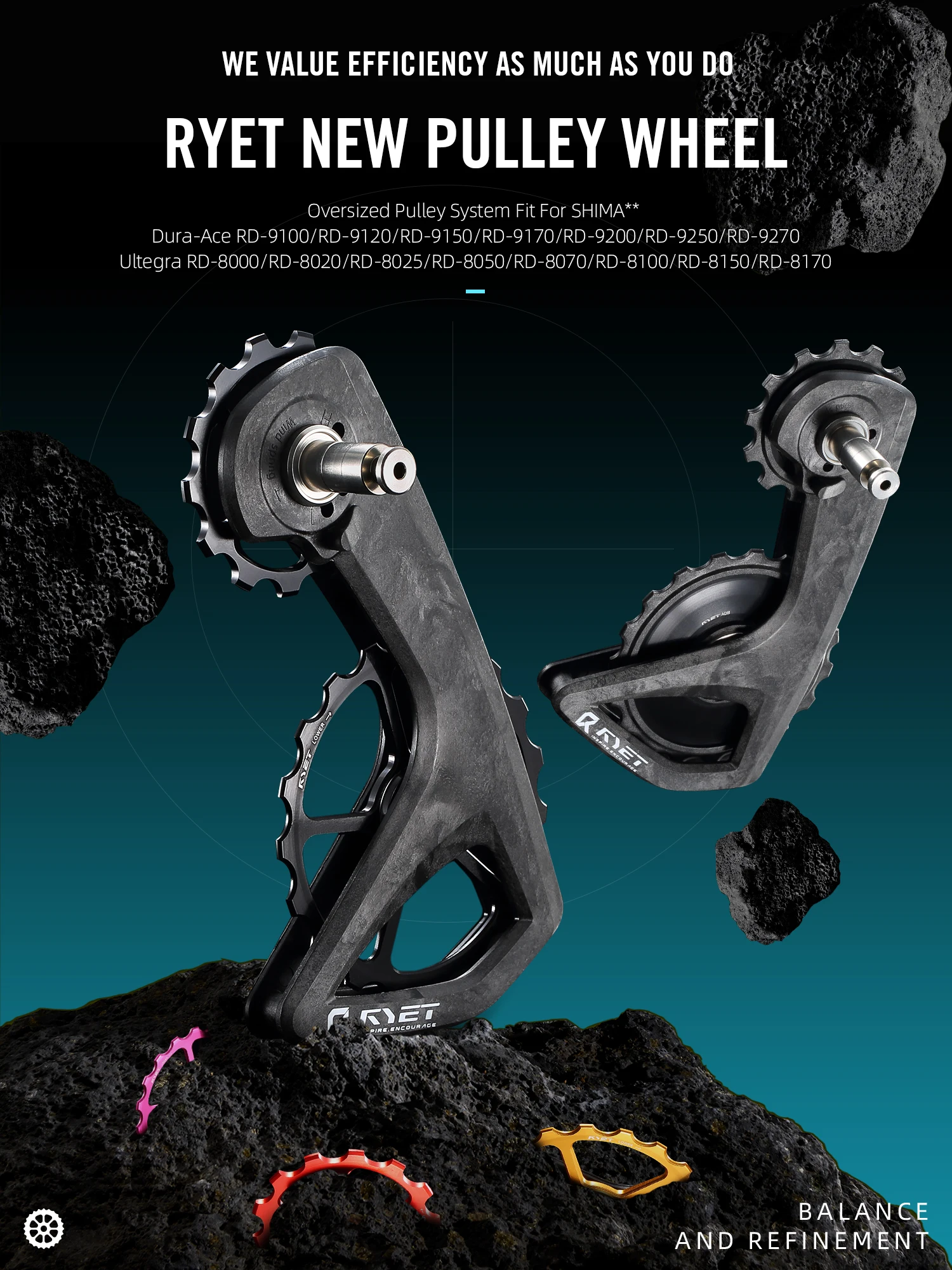AliExpress NONE RYET Ceramic Oversized Pulley Wheel 13T 15T 17T 19T RS Derailleur Road Bike 11/12 Speed Compatible Upgrade Cycling Parts