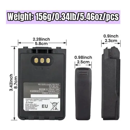 NEW 3350mAh 23Wh 7.2V Li-ion Battery Pack BP-307 for Radio Walkie Talkie ICOM ID-31E ID-51E ID-52E Two Way Radio