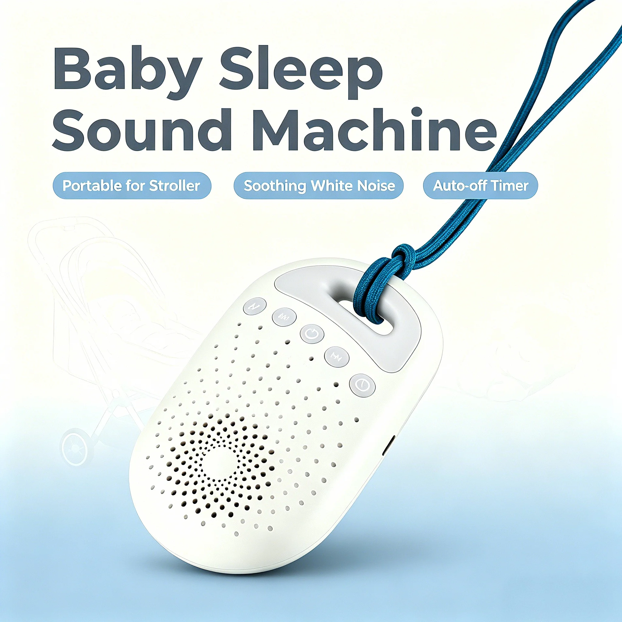 M4 Hangable White Noise Sleep Sound Machine with Lullabies Auto-off Timer USB Rechargeable Sleep Aid Device for Bedroom