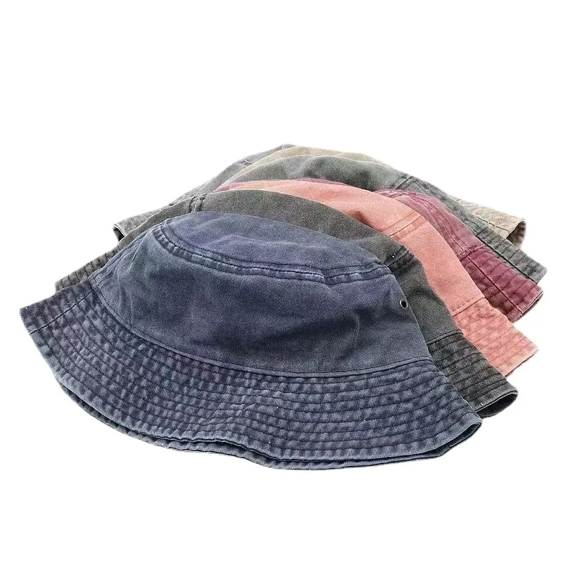 Denim Washed Solid Vintage Bucket Hats Women Fisherman\'s Hat Bucket Hat Unisex Caps Hip Hop Men Panama Windproof Bucket Hat