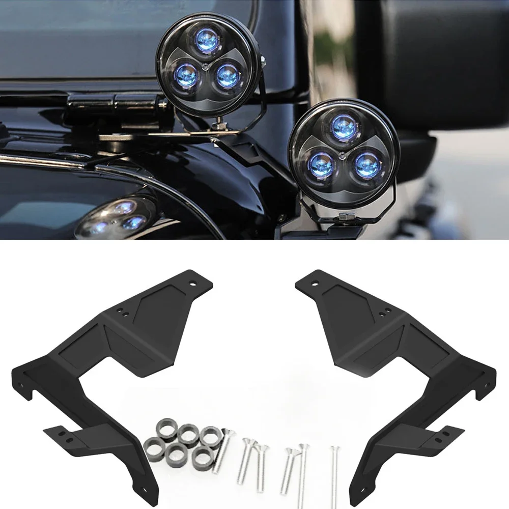 

2 Pcs Front Windshield Side-Mounted A-Pillar Metal Material LED Light Mounting Brackets Fit 2018-2022 Jeep Wrangler JL JLU