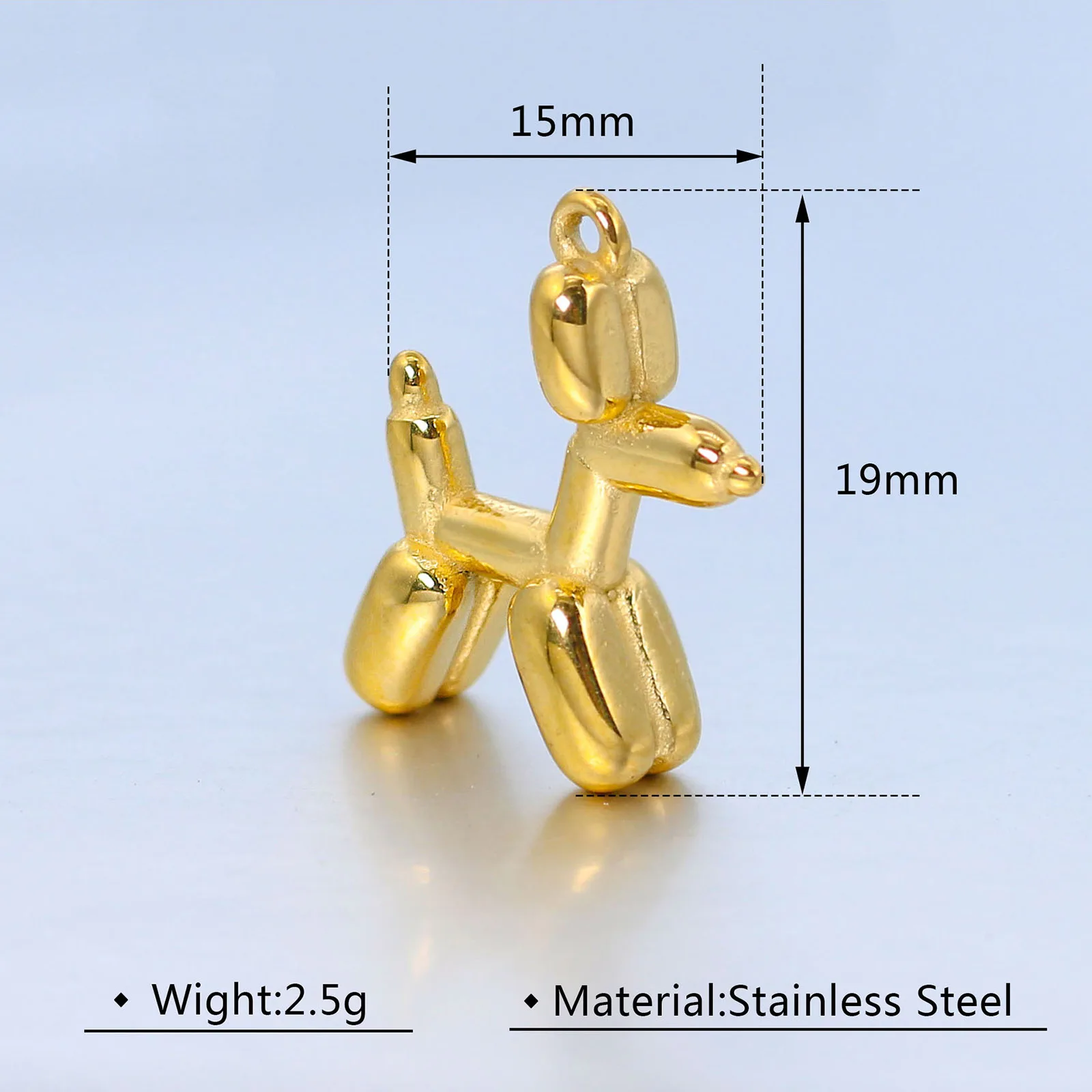 Cute 304 Stainless Steel Balloon Dog Charms Multicolor Animal Pendant For Necklace Making Jewelry Diy Findings 19mm X 15mm