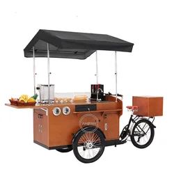 Europe Standard Coffee Cart Bike Popular Snack Tricycle Street Ice Beverage Mobile Three Wheels Truck